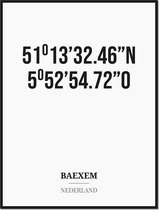 Poster/kaart BAEXEM met coördinaten