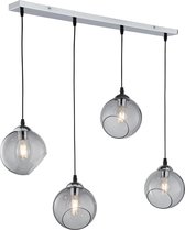 LED Hanglamp - Trion Klino - E27 Fitting - 4-lichts - Rond - Mat Chroom Rookkleur - Aluminium