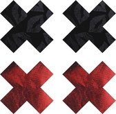 Peekaboo 2 paar tepelstickers X rood en zwart - Rood