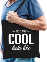 This is what cool looks like cadeau katoenen tas zwart voor heren - kado tas / tasje / shopper voor een coole man