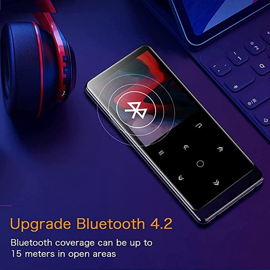 M7 MP3-speler 32GB – Bluetooth 5.2 – FM-radio – Video – Spraakopname – E-book – Ingebouwde Speaker – Touch-knoppen – Zwart Metaal