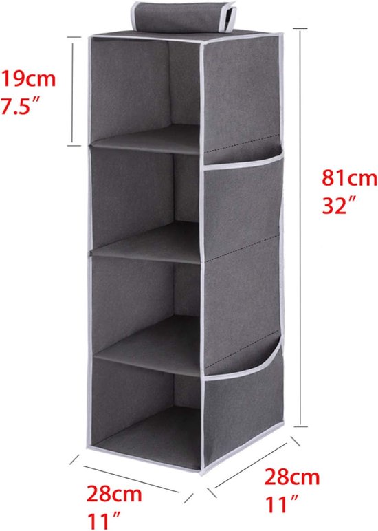 2 stuks legplanken voor de binnenkast, organizer voor kledingkast met 5 vakken