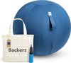 Backerz® Zitbal Kantoor en Thuis 75 CM - Luxe Yoga Bal - Zitballen met Hoes - Ergonomische Bureaustoel Bal - Linnen Donkerblauw
