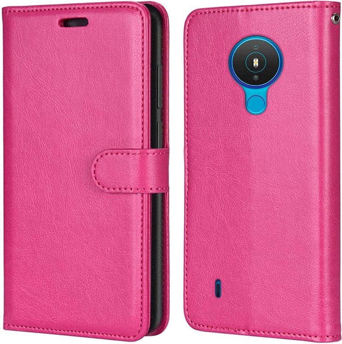 LuxeBass Boekhoesje geschikt voor Nokia 1.4 - Roze gsm hoesje - telefoonhoes - telefoonhoesjes