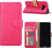 LuxeBass Hoesje geschikt voor Samsung Galaxy S8 - Boekhoesje met kaartvakken - Roze gsm hoesje - telefoonhoes - telefoonhoesjes