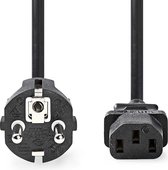 Câble d'alimentation Nedis - Type F (CEE 7/7) Male - IEC-320-C13 - Droit - Droit - Plaqué Nickel - 5,00 m - Rond - PVC - Zwart - Etiquette