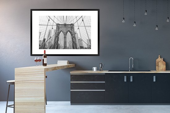 Cadre photo avec affiche - Bridge de Brooklyn - Pont - Architecture - Bâtiment - 120x80 cm - Cadre pour affiche