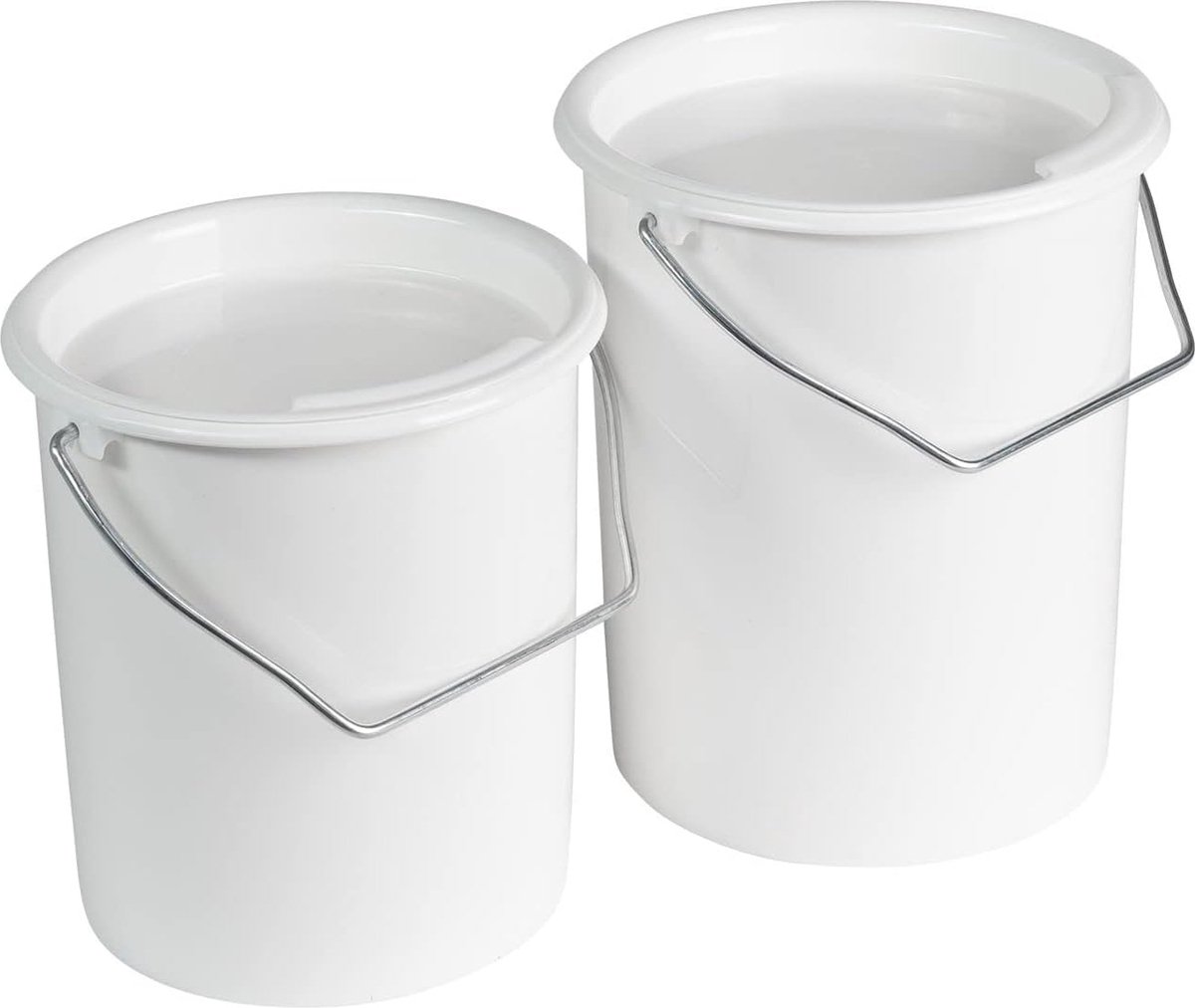 Westmark 2 Melk-/opslag-/voeremmer met handvat en deksel, capaciteit: 2 L en 3 L, plastic, maxi, wit, 237922E7