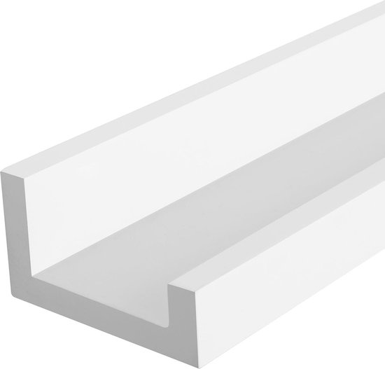 Wandplank zwevende planken voor fotolijsten en boeken, 110 x 10 cm, moderne plank wit