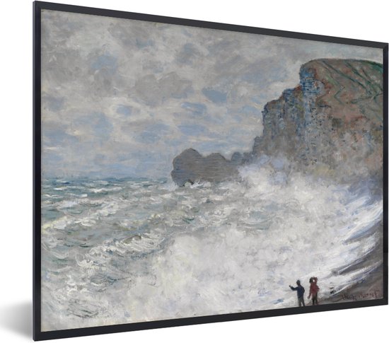 Fotolijst incl. Poster - Ruig weer bij Étretat - Schilderij van Claude Monet - 80x60 cm - Posterlijst