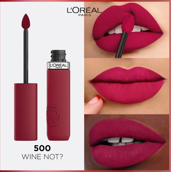 L'Oréal Paris Infaillible Matte Resistance lippenstift – Langhoudende Vloeibare Lipstick met een matte finish Verrijkt met Hyaluronzuur – Vegan – 500 Wine Not? – 5ml
