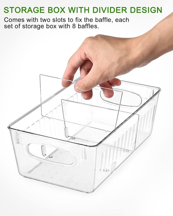 Lot de 8 organiseurs réfrigérateur empilables transparents Passe lave-vaisselle Boîtes rangement réfrigérateur, placard, garde-manger, collations, canettes, cuisine
