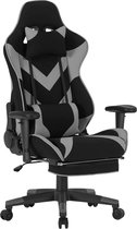 Gaming stoel May - Met voetsteun - Grijs - Gamestoel - Chair - Ergonomische bureaustoel - Verstelbaar - Chair - Stof