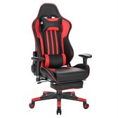 Gaming stoel Dike - Met voetsteun - Rode Strepen - Gamestoel - Verstelbaar in hoogte - Chair - Ergonomische bureaustoel - Chair - Kunstleer