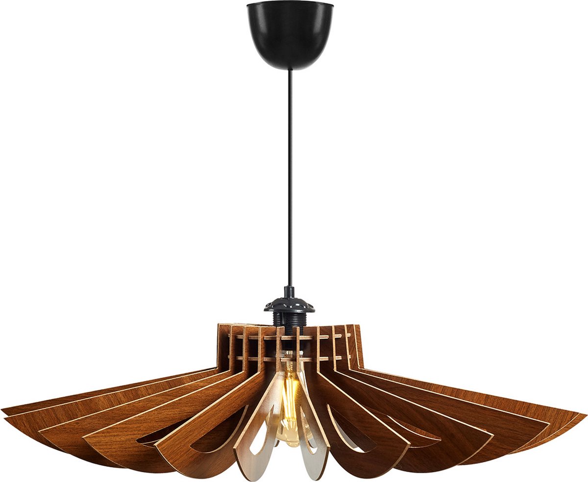 Verlichting - Kroonluchter Walnoot MDF Lux - Afmetingen 52x52x45cm - Stijlvolle Verlichting voor Elk Interieur