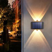 BaykaDecor - Luxe Solar Wandlamp - Tuinverlichting - Tuinlamp - Buitenlamp - Buitenlampen - Zonnepaneel Lamp - Warm Wit - 4 LED