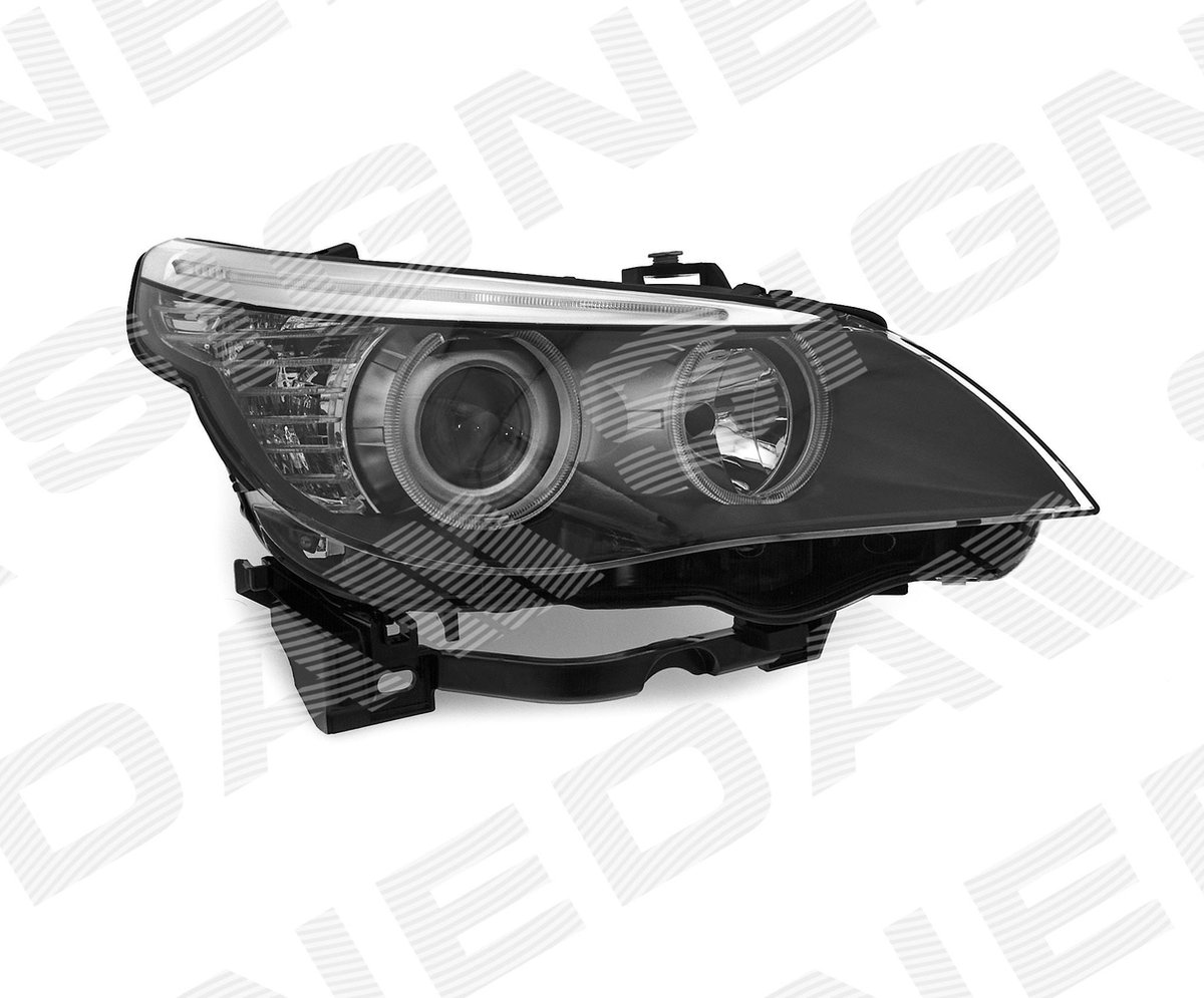 Phares double halo jantes BMW E60/E61 03-07 NOIR LED INDIC