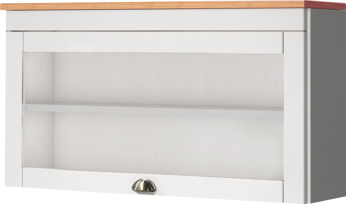 Toscana-Wandkast - 1 Glasdeur - Wit/Honing