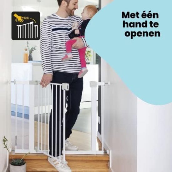 Froadp Deur Bewaker Traphekje Baby Zonder Boren 75-85cm Deurrooster Traphekje Automatisch Hekje voor Kinderveiligheid, Zwart