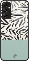 Casimoda® hoesje - Geschikt voor Samsung Galaxy A14 5G - Abstract Mint Palms - Luxe Hard Case Zwart - Backcover telefoonhoesje - Mint