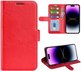 iPhone 15 Pro Max Hoesje - MobyDefend Wallet Book Case (Sluiting Achterkant) - Rood - GSM Hoesje - Telefoonhoesje Geschikt Voor iPhone 15 Pro Max