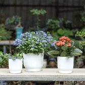 kunststof zelfbewaterende plantenbak, lange termijn wateropslag plant pot / Macaron-gekleurde bloempotten buiten binnen tuin huisdecoratie, klein formaat - Set van 6, wit