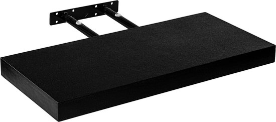 Muurplank - Wandplank zwevend - Wandplank - Draagvermogen 10 kg - MDF - Staal - Zwart - 110 x 23,5 x 3,8 cm