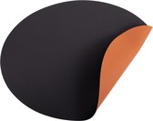 Luxe placemats lederlook - 6 stuks - dubbelzijdig zwart/bruin - ovaal - 45 x 30 cm - Kade 171 - leer - leatherlook placemat