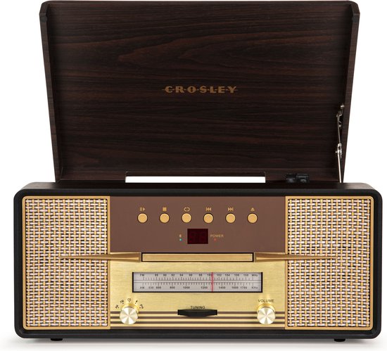 Foto: Crosley rhapsody retro platenspeler am fm radio en cd speler inclusief bluetooth