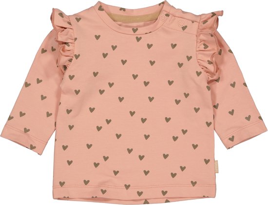 Quapi newborn baby meisjes shirt Cecile aop Brown Soft Hearts