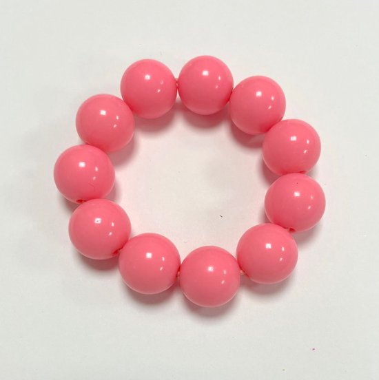 Roze kralen armband - Colorblocking sieraden trend - One size, rekbaar - Damesdingetjes