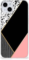 Telefoonhoesje Geschikt voor iPhone 15 TPU Silicone Hoesje Black Pink Shapes