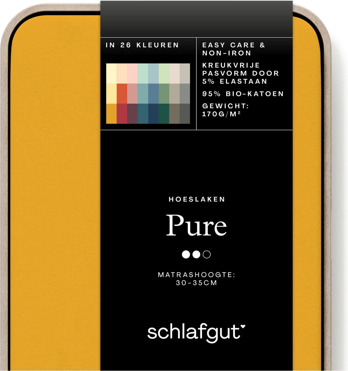 Schlafgut Pure Bio Katoen Jersey Hoeslaken L - 140x200 - 160x220 196 Yellow Deep