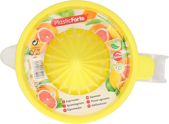 Plasticforte Sinaasappelpers/citruspers - Handmatig - kunststof - 16 x 15 cm - geel van Merkloos — afbeelding 2