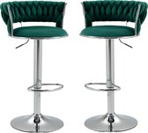 Merax Set de 2 Tabourets de bar de Luxe – Tabouret de bar – Chaise de bar avec repose-pieds et dossier – Vert avec Argent