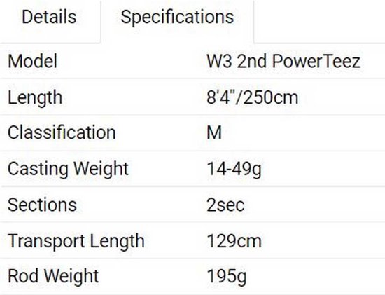Westin W3 PowerTeez 2nd ML 250cm 7-28gr - Jighengels van Westin — afbeelding 2
