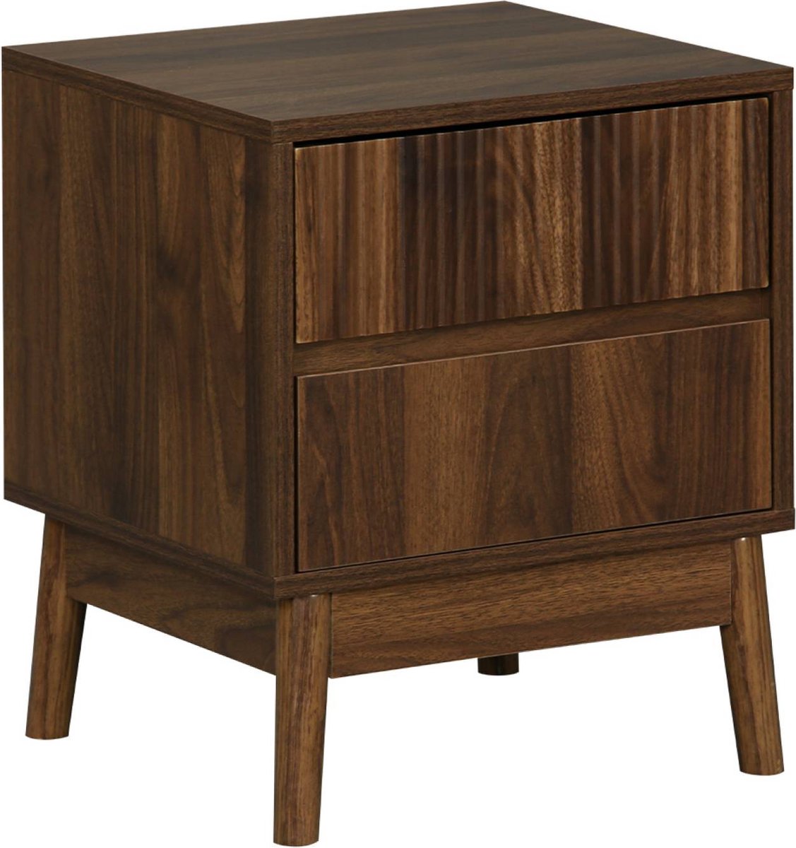 sweeek Nachtkastje, walnoothout decor, linear, l 40 x b 39 x h 48cm Donker hout