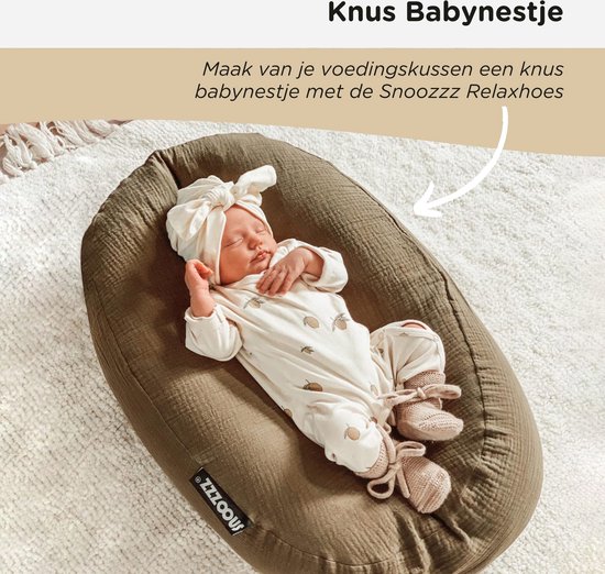 Snoozzz Voedingskussen Zwangerschapskussen Zijslaapkussen - met afneembare hoes van katoen - 185 cm - Ginza Marsala - Snoozzz