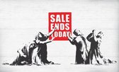 Fotobehang - Vlies Behang - Graffiti Banksy Sale End Today - Straatkunst - Muurschildering - 416 x 254 cm