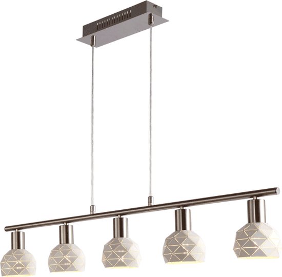 Moderne hanglamp met 5 lampen wit - Alabaster