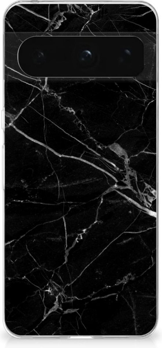 Google Pixel 8 Pro TPU Siliconen Hoesje Marmer Zwart - Origineel Cadeau Vader