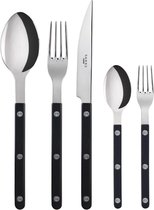 Tafelbestek, 5-delig - bistrot - mes, vork, eetlepel, theelepel & taartvork - roestvrij staal en nylon - vaatwasmachinebestendig - zwart