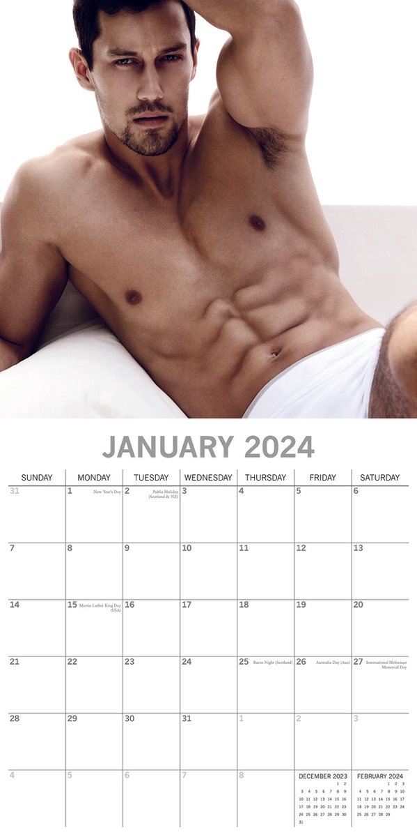 CALENDRIER 2024 SEXY HOMME TORSE NU - CORPS HOMME MUSCLE - torse