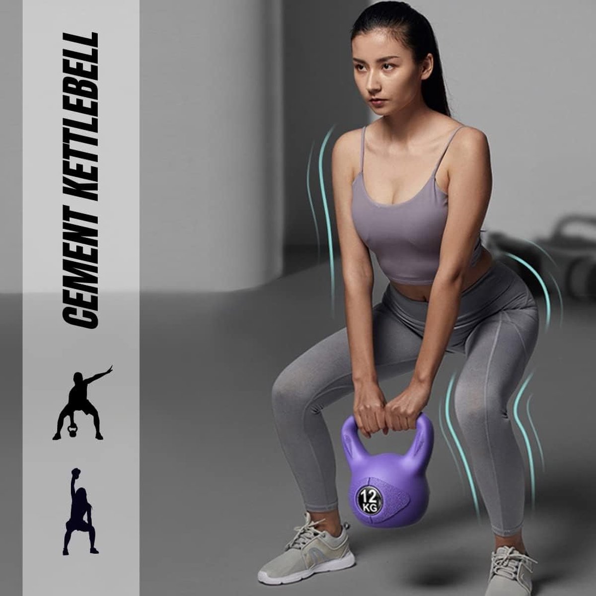 Kettlebell-gewicht van 8 kg met ergonomisch handvat, Kettlebell-halter voor spiertraining thuis en in de sportschool. – foto 3