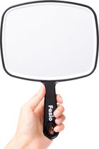 Fesio Handspiegel met Handvat - 15 x 12 cm spiegeloppervlak - Make Up Spiegel/Scheerspiegel/Kappersspiegel - Zwart