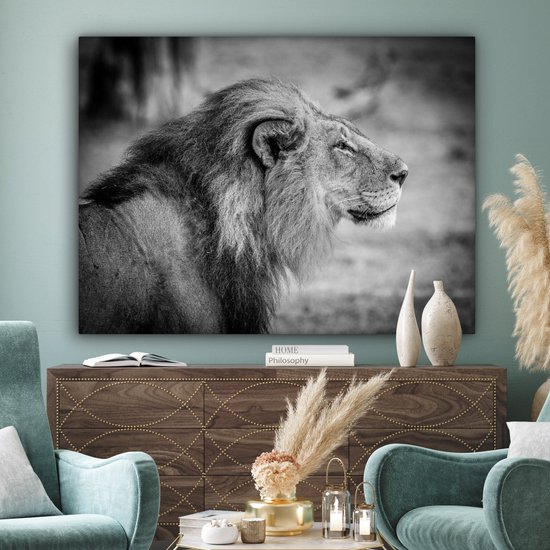 Toile de lion mâle 2cm 160x120 cm - Tirage photo sur toile (Décoration murale salon / chambre) / Animaux sauvages Peintures sur toile XXL / Groot format!