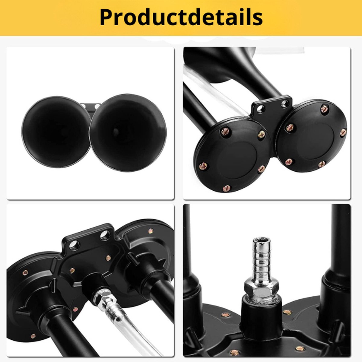 VEVOR Kit De Klaxon 4 Trompettes, Klaxon Compresseur DeAir 150 DB 12 V 150 Psi 150 Db 3 L 58512695 VEVOR Kit De Klaxon 4 Trompettes, Klaxon Compresseur DeAir 150 DB 12 V 150 Psi 150 Db 3 L 58512695