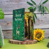 Tonecheer Story of The Forest Book Nook Bouwpakket - Modelbouw - 18,2 x 8 x 24,5 cm - Houten 3D Puzzel - Boekensteun - LED-licht - Bewegingssensor Licht - Boekenhouder