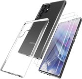 Podec Hoesje Geschikt voor Samsung Galaxy S23 Ultra Transparant Telefoonhoesje - Anti-Shock Case Cover met 2x Screenprotector