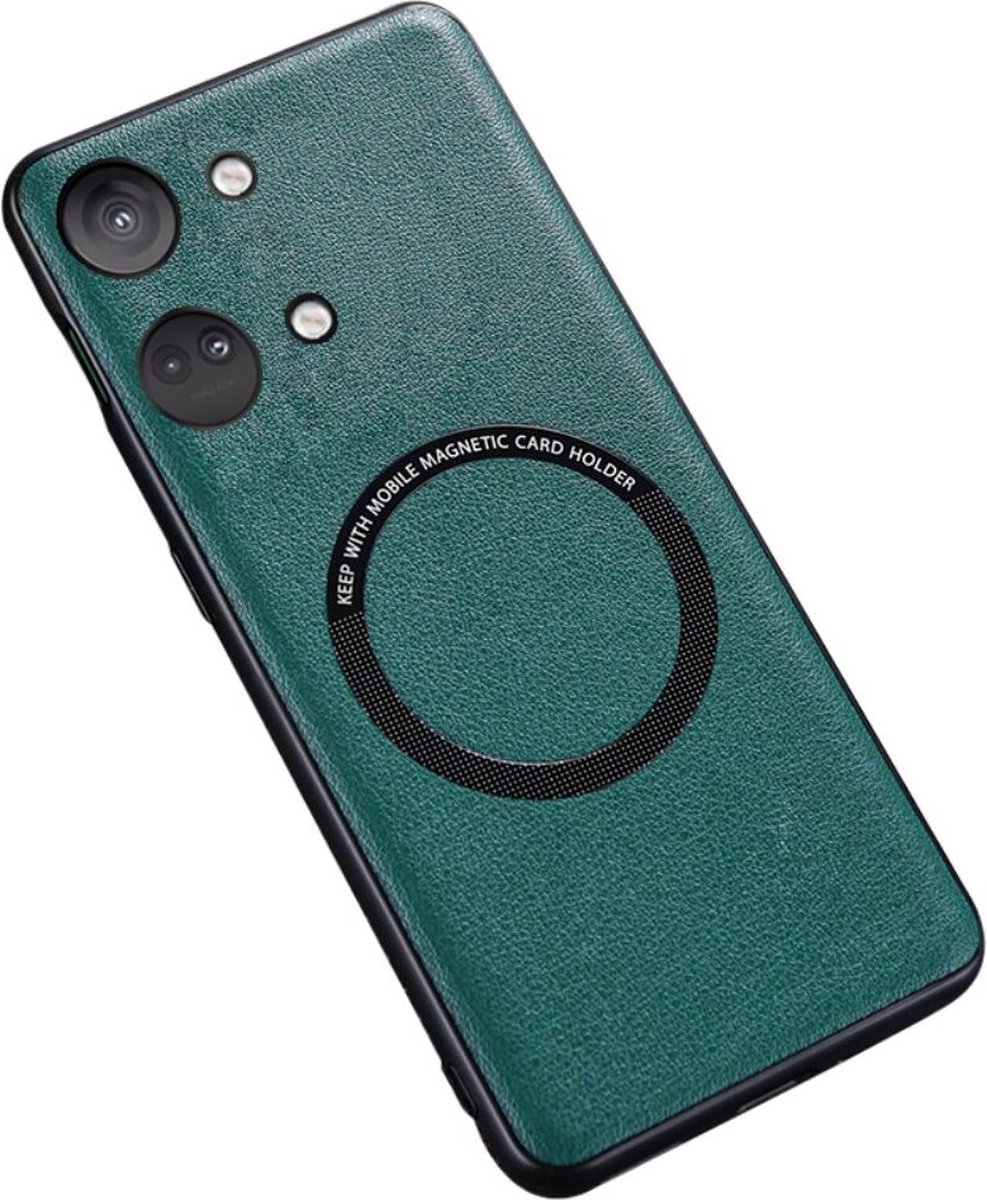 OnePlus Nord 3 Hoesje MagSafe Kunstleer Back Cover Groen